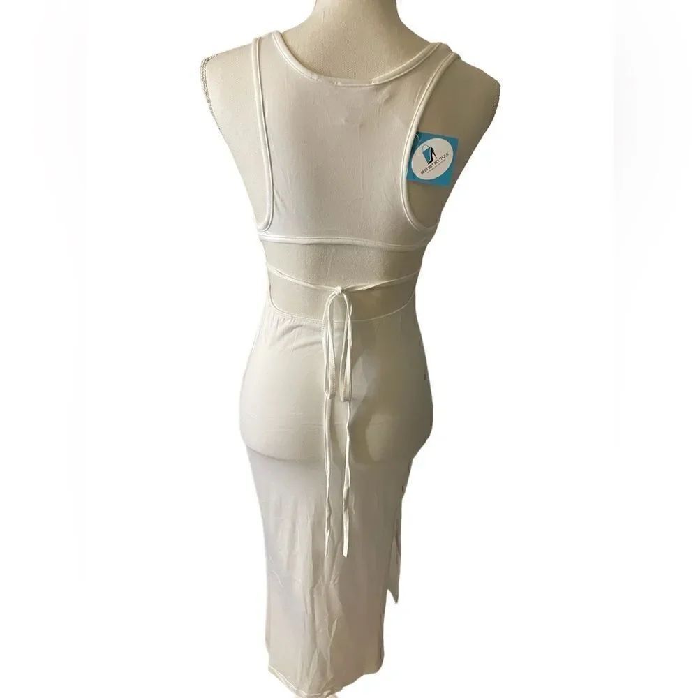 White cut out back summer dress in White sizes: SML